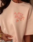 T-shirt femme rose clair motif Only positive vibes imprimé au dos (vue 3)