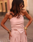 Ensemble Pia rose poudré, bustier et pantalon large (vue 6)