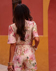 Combi-short Kate à fleurs roses