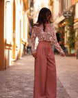 Pantalon Rafael rose terracotta, coupe large à pinces (vue 5)