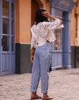 Jean Octave bleu clair, coupe mom taille mi-haute (vue 3)