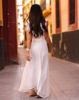 Ensemble femme écru top noué jupe longue asymétrique viscose (vue 8)