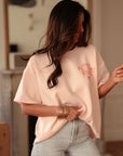 T-shirt femme rose clair motif Only positive vibes imprimé au dos (vue 7)