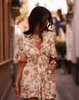 Combi-short femme imprimé fleuri avec lien à nouer (vue 6)
