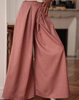 Pantalon Iris rose terracotta coupe large taille ajustée