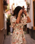 Combi-short femme imprimé fleuri avec lien à nouer (vue 4)