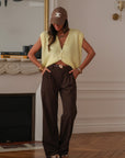 Gilet femme sans manches jaune en mohair (vue 2)