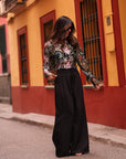 Top femme noir à sequins et broderies Numa (vue 3)