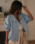 Veste femme en jean bleu clair en coton Melly (vue 5)