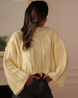Pull femme jaune col montant torsadé taille unique (vue 5)