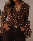 Blouse Maja à pois marron