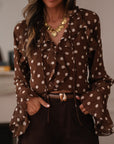 Blouse Maja à pois marron