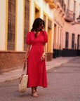 Robe Célinda longue rouge