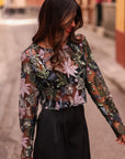 Top femme noir à sequins et broderies Numa (vue 4)