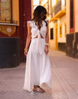 Ensemble femme écru top noué jupe longue asymétrique viscose (vue 5)