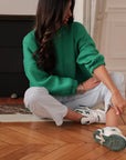Sweat femme vert Matcha latte col rond (vue 4)