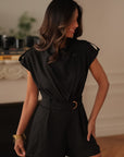 Combi short femme noir fermeture asymétrique du col (vue 6)