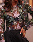 Top femme noir à sequins et broderies Numa (vue 6)