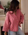 Chemise Callas rose en jean