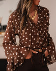 Blouse Maja à pois marron