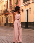 Ensemble Pia rose poudré, bustier et pantalon large (vue 9)