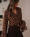 Blouse Maja à pois marron