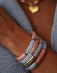 Bracelet femme bleu et rose élastique (vue 3)