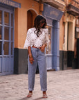 Jean Octave bleu clair, coupe mom taille mi-haute (vue 4)