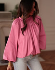 Blouse femme rose dos nu manches 3/4 (vue 4)