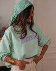 Sweat femme vert d’eau Iconic col rond style moderne (vue 2)