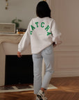 Sweat femme gris inscription "Matcha latte" col rond (vue 3)