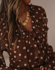 Blouse Maja à pois marron