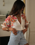 Chemise femme écrue imprimée coupe fluide loose Poppy (vue 4)