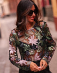 Top femme noir à sequins et broderies Numa (vue 2)