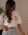 Tee-shirt Love blanc imprimé Love et cœurs