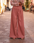 Pantalon Rafael rose terracotta, coupe large à pinces (vue 8)