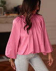 Blouse femme rose dos nu manches 3/4 (vue 8)