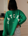 Sweat Matcha vert col rond avec inscription Matcha latte