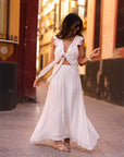 Ensemble femme écru top noué jupe longue asymétrique viscose (vue 4)