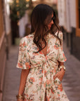 Combi-short femme imprimé fleuri avec lien à nouer (vue 2)