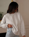 Sweat femme gris inscription "Matcha latte" col rond (vue 6)