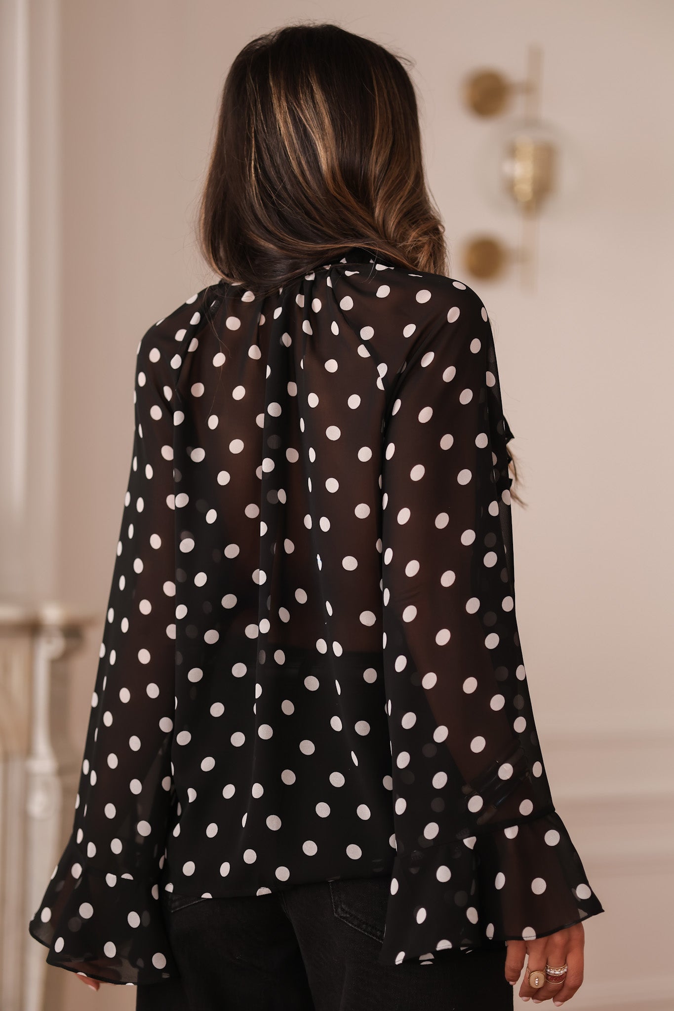 Blouse Maja à pois noirs