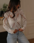 Top Suzie blanc en dentelle et perles manches longues (vue 6)