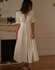 Robe longue femme écrue en jean col V boutonnée Jola (vue 8)