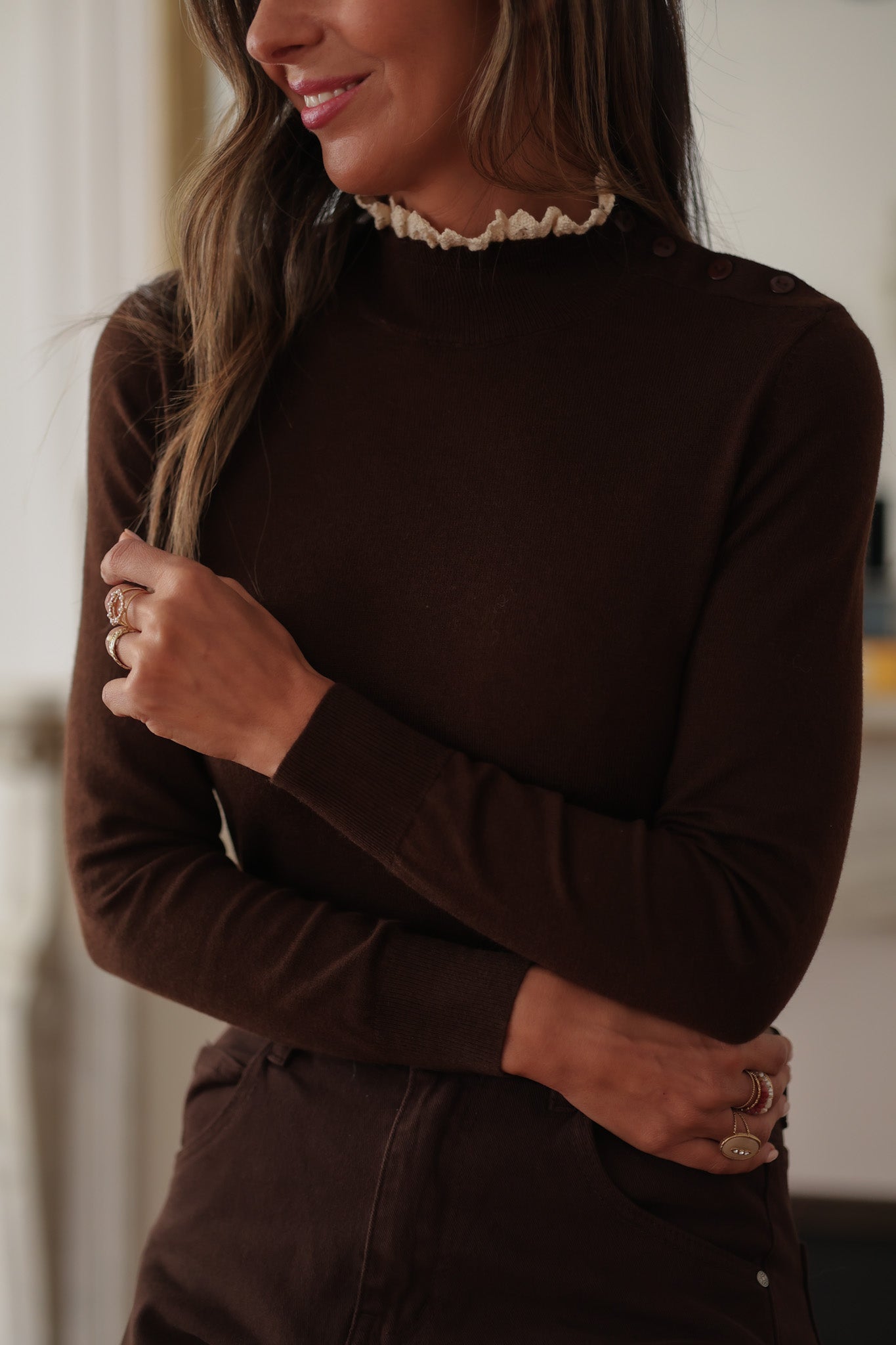 Pull Rachel marron