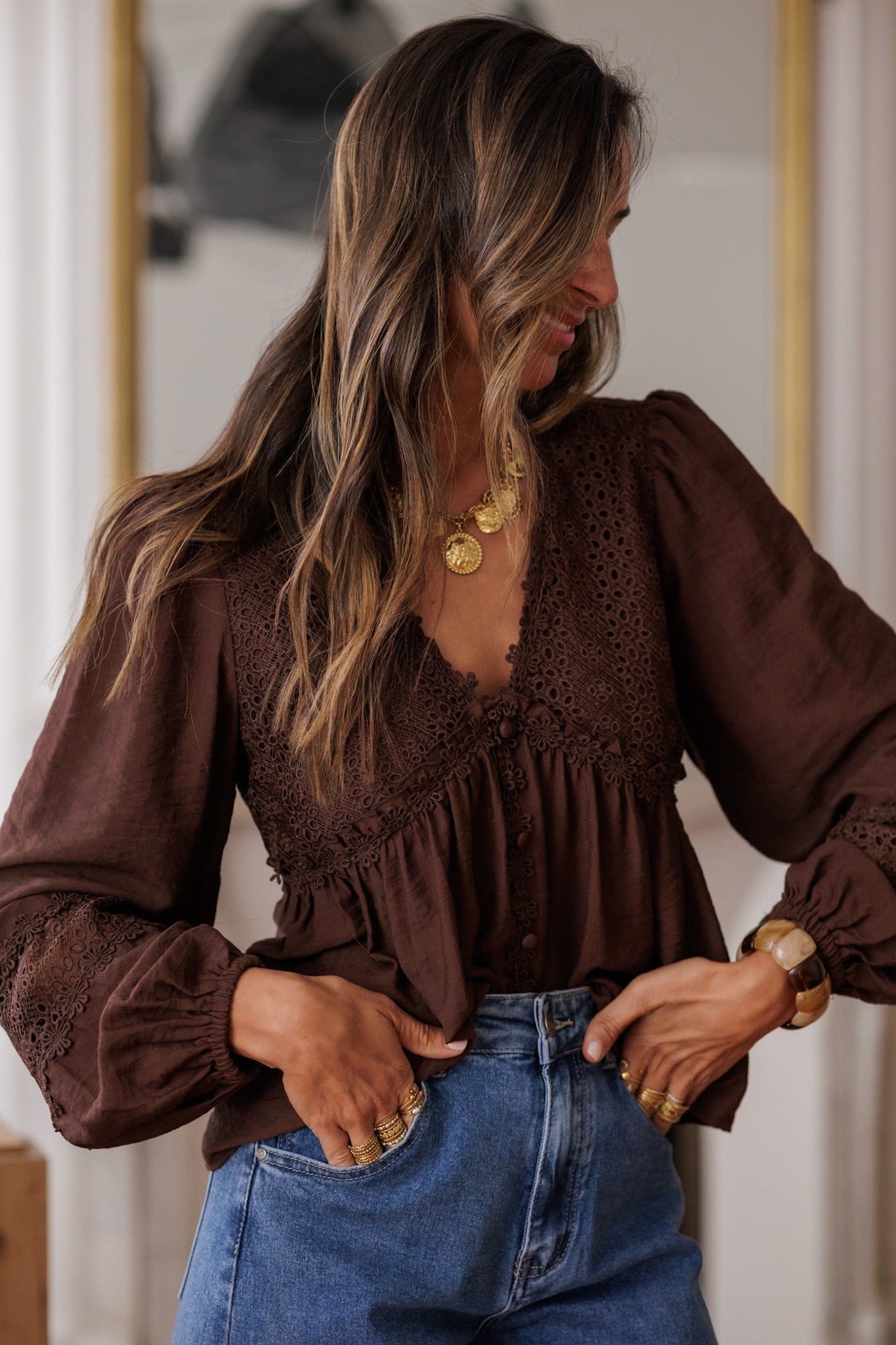 Blouse Laya marron