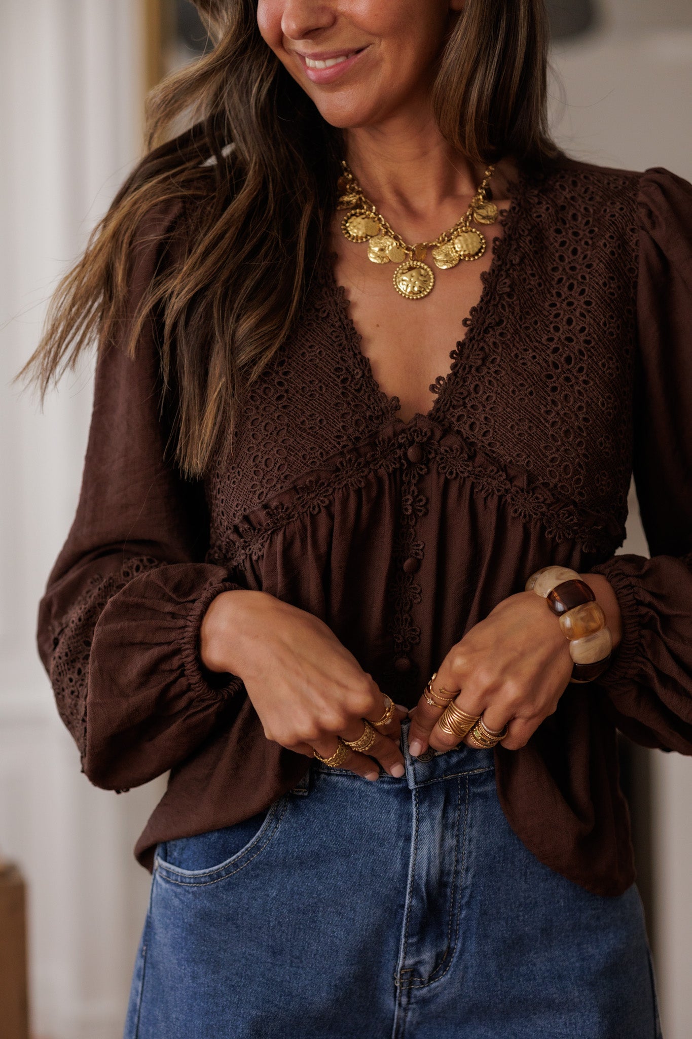 Blouse Laya marron