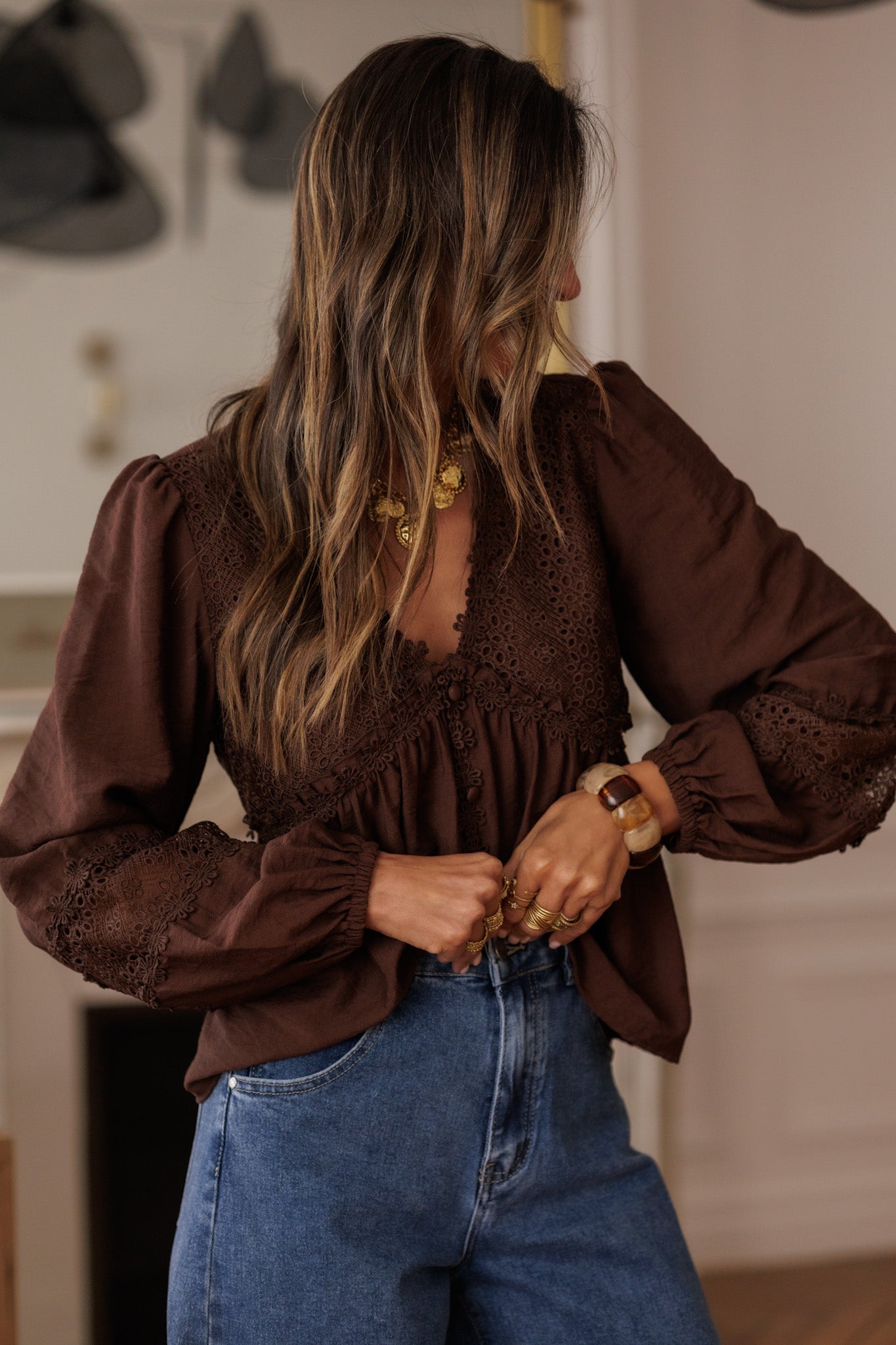 Blouse Laya marron