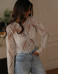 Top Suzie blanc en dentelle et perles manches longues (vue 7)