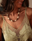 Collier Azura en acier inoxydable ivoire doré style bohème